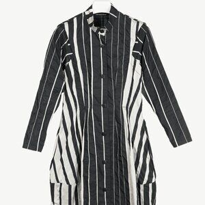 Trine Kryger Simonsen Black & Grey Striped-Taffeta Coat